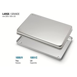 TRAY BASE STAINLESS STEEL SOLID LARGE 290x190x30mm