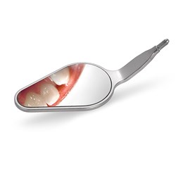 MIRROR HEAD DROP-SHAPE RHODIUM COATED SIMPLE STEM