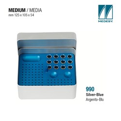 ENDODONTIC FILE BOX SILVER w BLUE INSERT 125x105x54mm