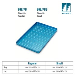 TRAY BASE ALUMINIUM PERFORATED BLUE 285x185x15mm