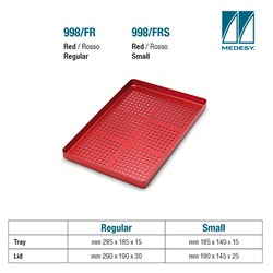 TRAY BASE ALUMINIUM PERFORATED RED 285x185x15mm