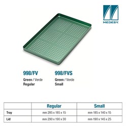 TRAY BASE ALUMINIUM PERFORATED GREEN 285x185x15mm