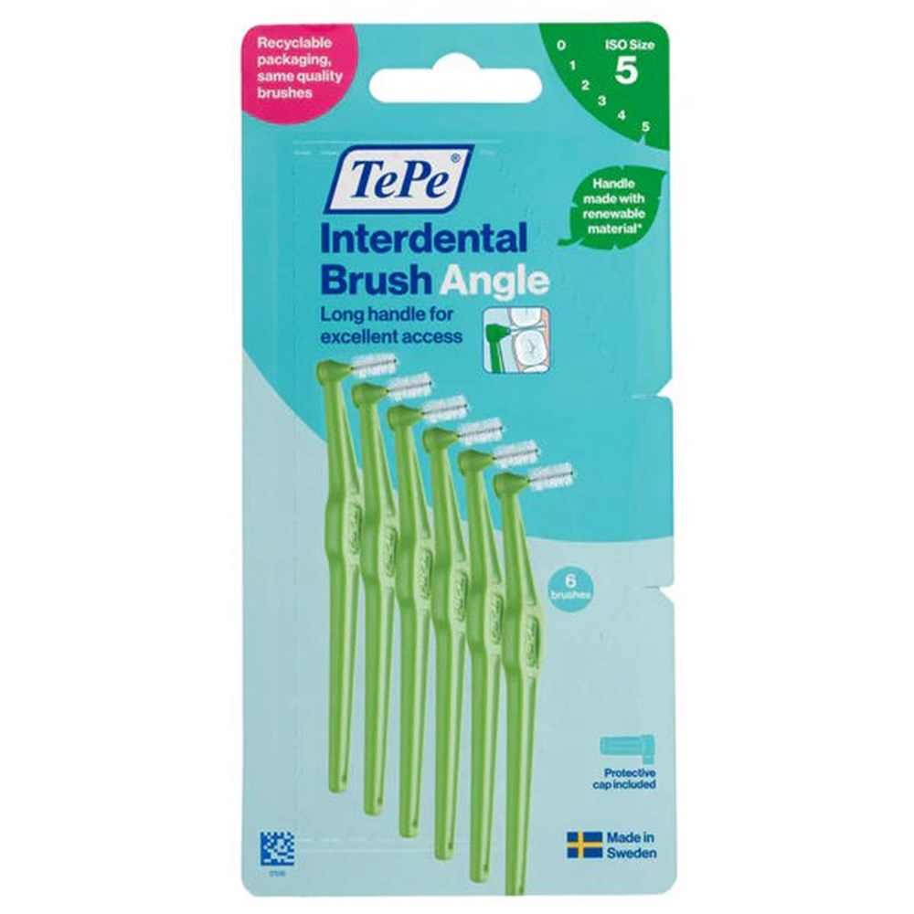 TEPE ANGLE INTERDENTAL BRUSH GREEN 0.8mm 6 pk